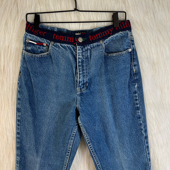 Tommy Hilfiger Juniors Straight Leg Jeans Blue Logo On Waist High Rise Juniors 9 - Picture 2 of 10